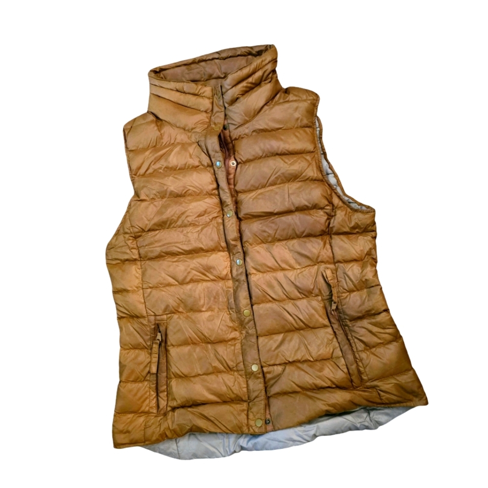 GAP Square Tag Down Vest Womens‎ Size Small Gold Bronze Fall Colorway 00076